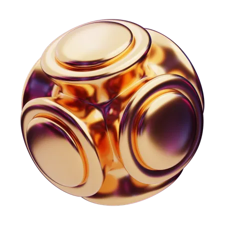 Chromatic Abstract Golden Orbital Junction  3D Icon