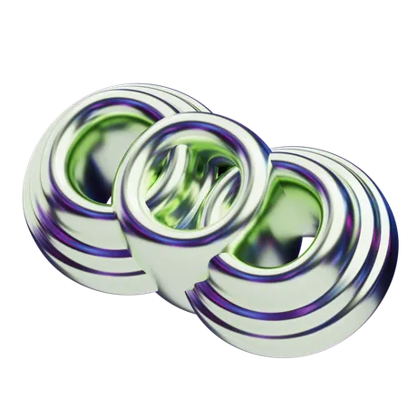 Chromatic Abstract Interlocked Rings  3D Icon