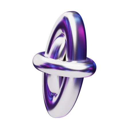 Chromatic Abstract Interlocking Metallic Rings  3D Icon