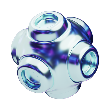 Chromatic Abstract Iridescent Spherical Hub  3D Icon