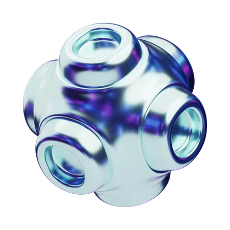 Chromatic Abstract Iridescent Spherical Hub  3D Icon