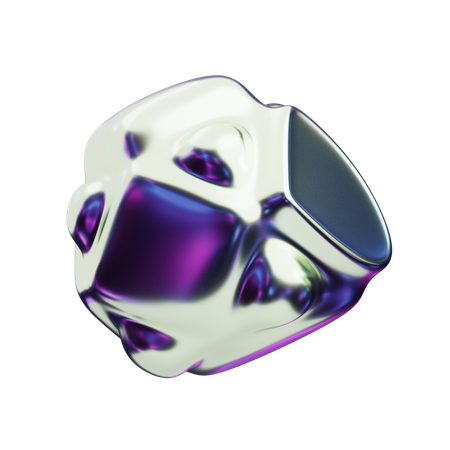Chromatic Abstract Metallic Core Cube  3D Icon