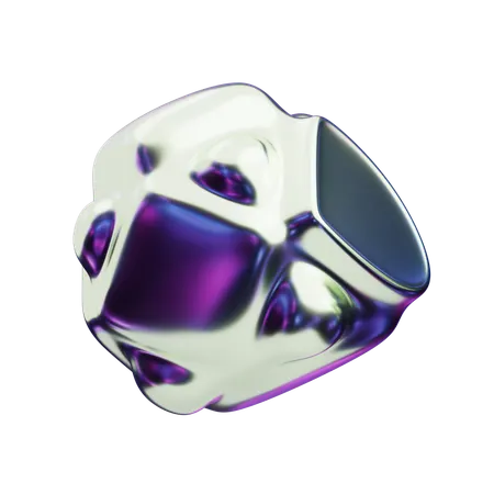 Chromatic Abstract Metallic Core Cube  3D Icon