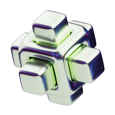 Chromatic Abstract Metallic Cube Nexus  3D Icon