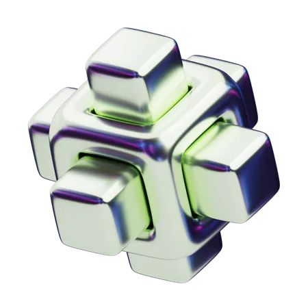 Chromatic Abstract Metallic Cube Nexus  3D Icon