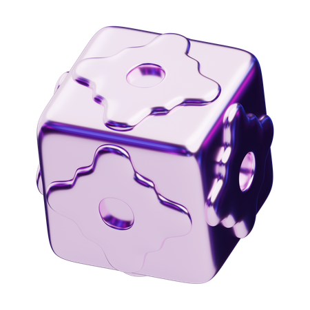 Chromatic Abstract Metallic Cube With Floral Cutouts  3D Icon