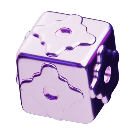 Chromatic Abstract Metallic Cube With Floral Cutouts  3D Icon