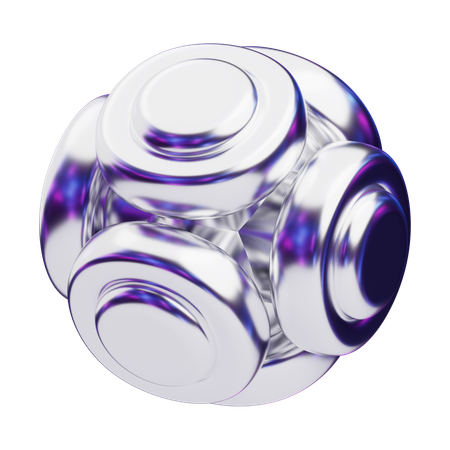 Chromatic Abstract Metallic Orb With Circular Grooves  3D Icon