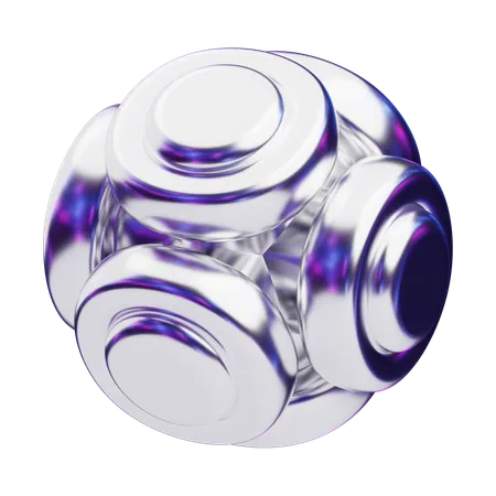 Chromatic Abstract Metallic Orb With Circular Grooves  3D Icon