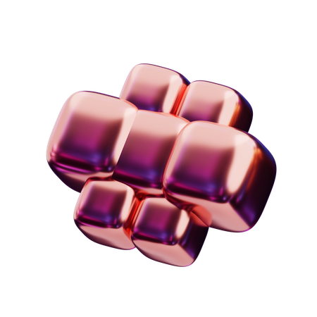 Chromatic Abstract Red Framed Cubes  3D Icon