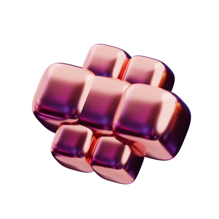 Chromatic Abstract Red Framed Cubes  3D Icon
