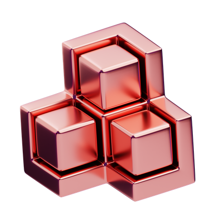 Chromatic Abstract Red Framed Cubes  3D Icon