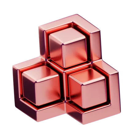 Chromatic Abstract Red Framed Cubes  3D Icon