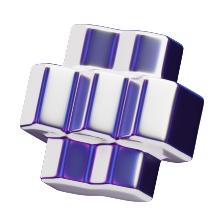 Chromatic Abstract Reflective Geometric Cross  3D Icon