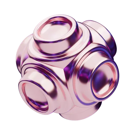 Chromatic Abstract Rose Gold Geometric Orb  3D Icon