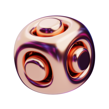 Chromatic Abstract Rose Gold Orb  3D Icon