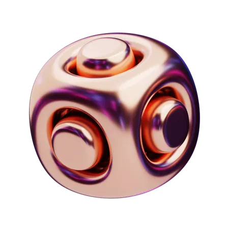 Chromatic Abstract Rose Gold Orb  3D Icon