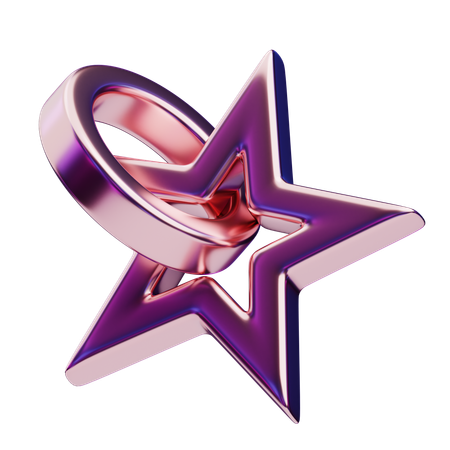 Chromatic Abstract Rose Gold Star Ring  3D Icon