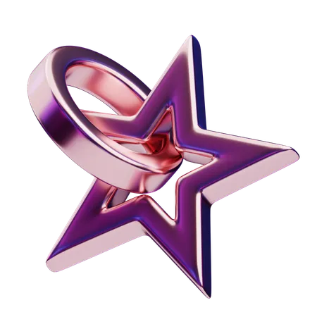 Chromatic Abstract Rose Gold Star Ring  3D Icon