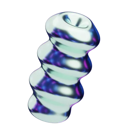 Chromatic Abstract Shimmering Spiral Form  3D Icon