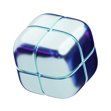 Chromatic Abstract Shiny Divided Cube  3D Icon