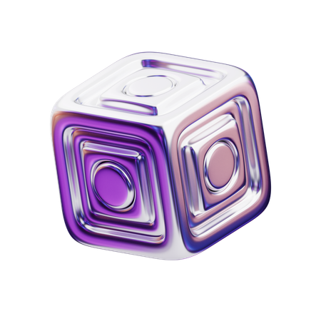 Chromatic Abstract Silver Interlocked Layers  3D Icon