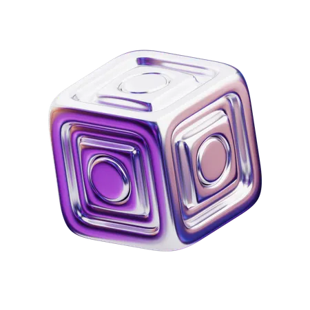 Chromatic Abstract Silver Interlocked Layers  3D Icon