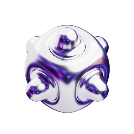 Chromatic Abstract Silver Petal Bloom  3D Icon