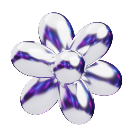 Chromatic Abstract Silver Petal Bloom  3D Icon