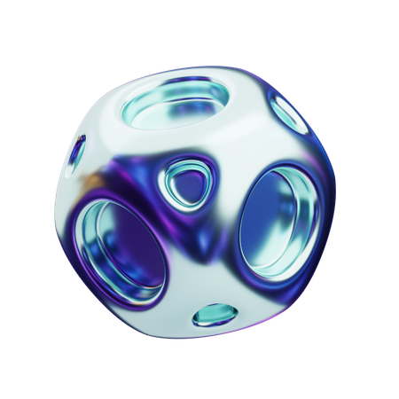 Chromatic Abstract Smooth Cube  3D Icon