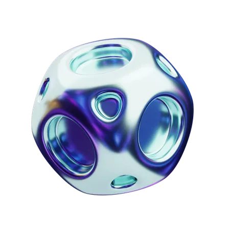 Chromatic Abstract Smooth Cube  3D Icon