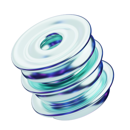 Chromatic Abstract Translucent Disc Stack  3D Icon