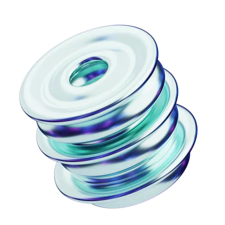 Chromatic Abstract Translucent Disc Stack  3D Icon