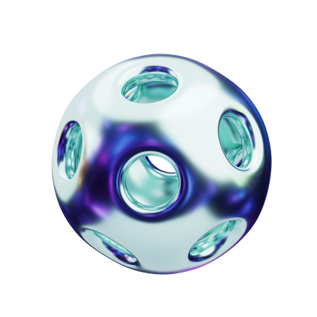 Grappe métallique bleue abstraite chromatique  3D Icon