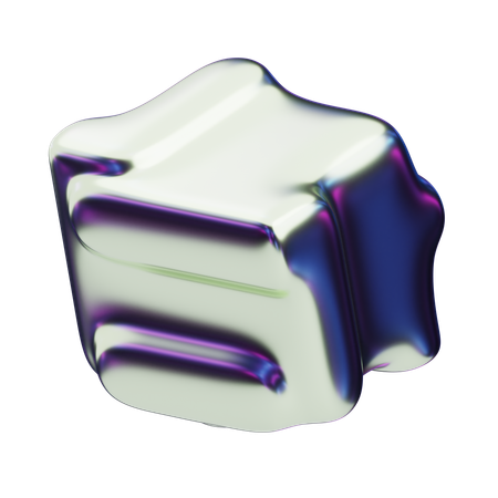 Cube irisé abstrait chromatique plié  3D Icon