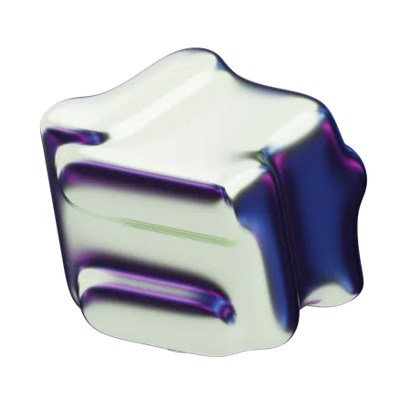 Cube irisé abstrait chromatique plié  3D Icon