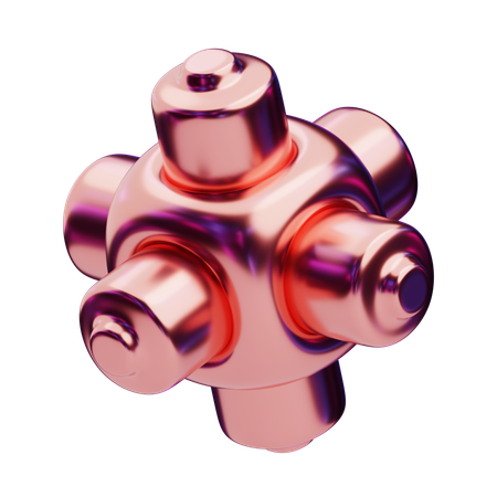 Chromatischer abstrakter Kupferknopfkern  3D Icon