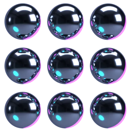 Chrome Orb Cluster  3D Icon