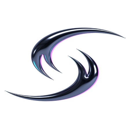 Chrome Swirl Comet  3D Icon