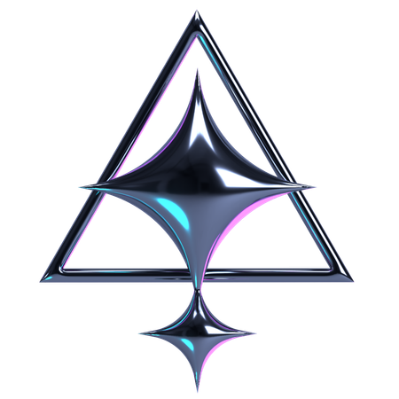 Chrome Triangular Star Cluster  3D Icon