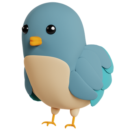 Chubby Blue Bird  3D Icon