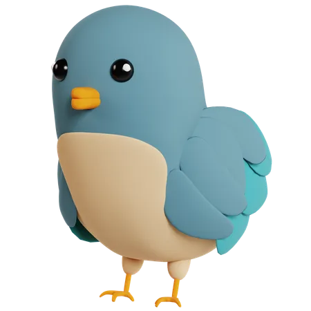 Chubby Blue Bird  3D Icon