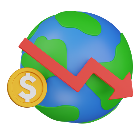 Chute de l'économie mondiale  3D Icon