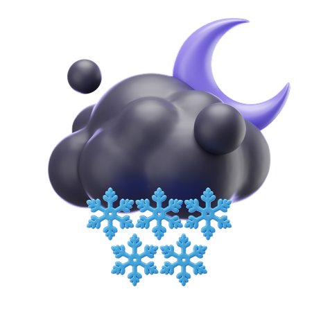 Chute de neige la nuit et lune  3D Icon