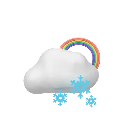 Chutes de neige avec arc-en-ciel  3D Icon