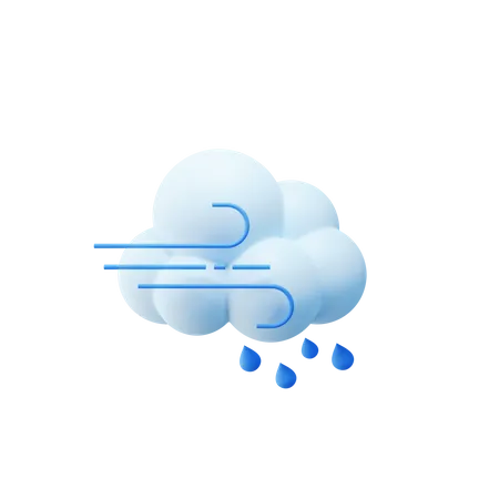 Chuva com vento  3D Icon
