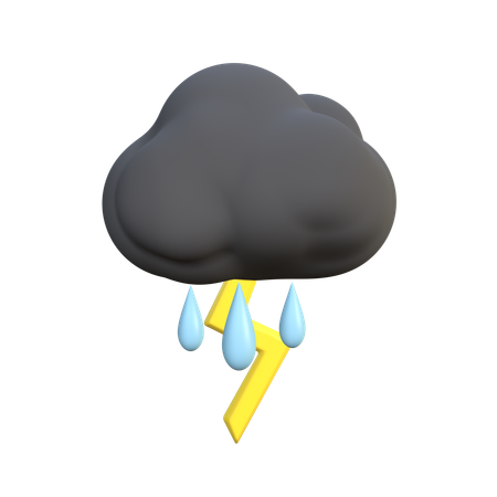 Chuva e relâmpagos  3D Icon