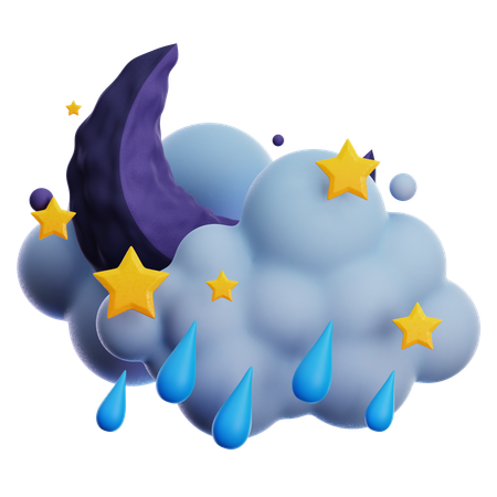 Chuva forte à noite  3D Icon