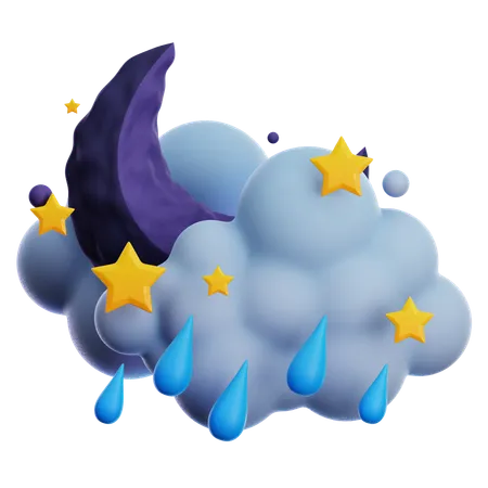 Chuva forte à noite  3D Icon
