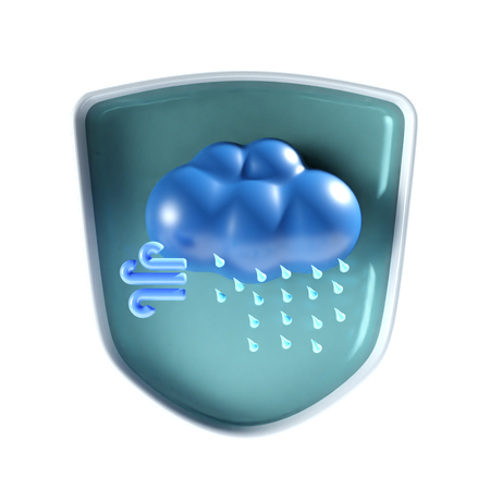 Chuva forte com escudo  3D Icon